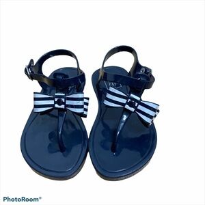 Gap Jelly Sandals Bow Accent Blue White Sz 8 Girls